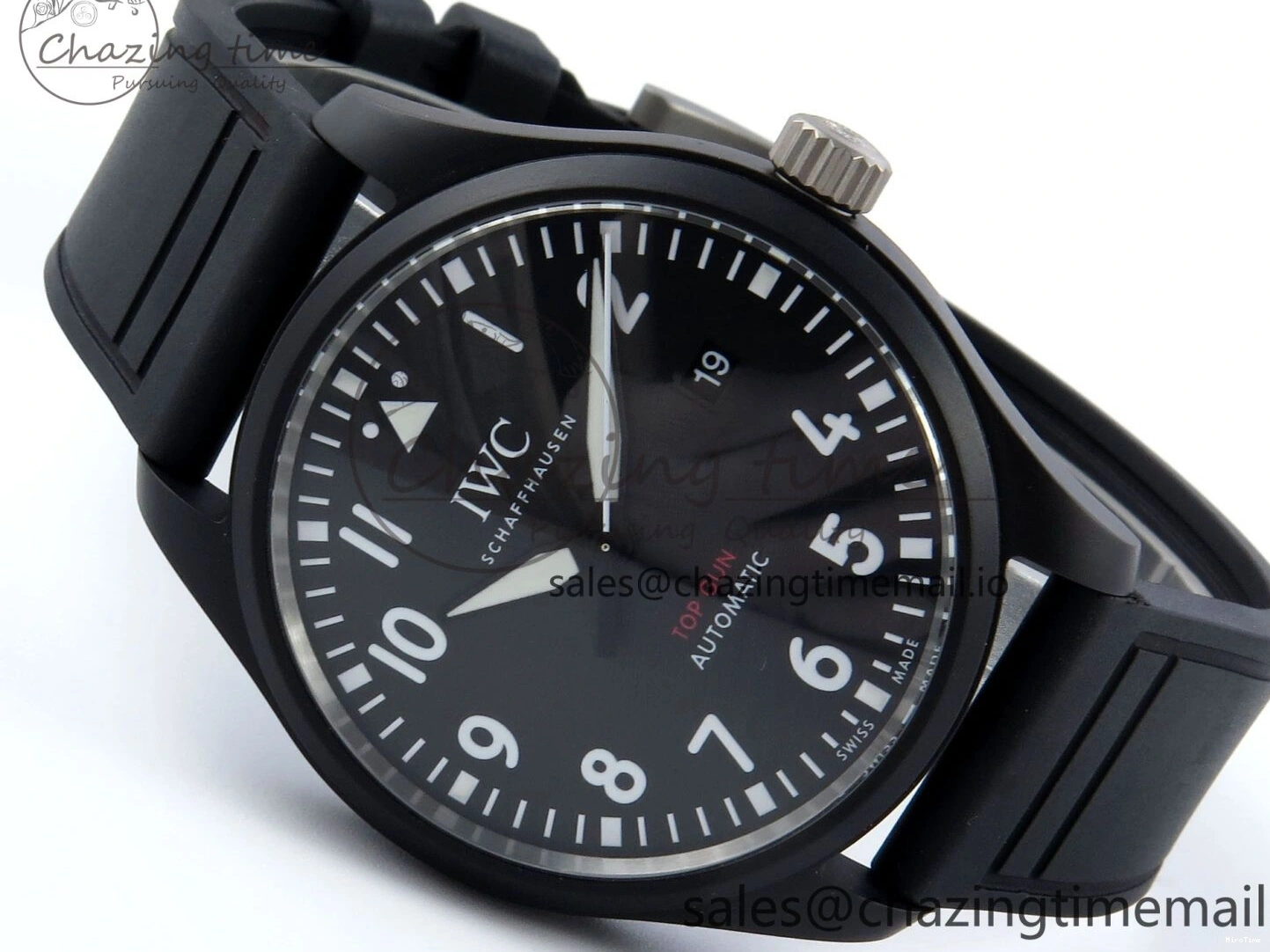 MIROTIME 0402 Pilot Top Gun IW326901 M+F 1:1 Best Edition Black Dial on Black Rubber Strap A SportInspired 6999
